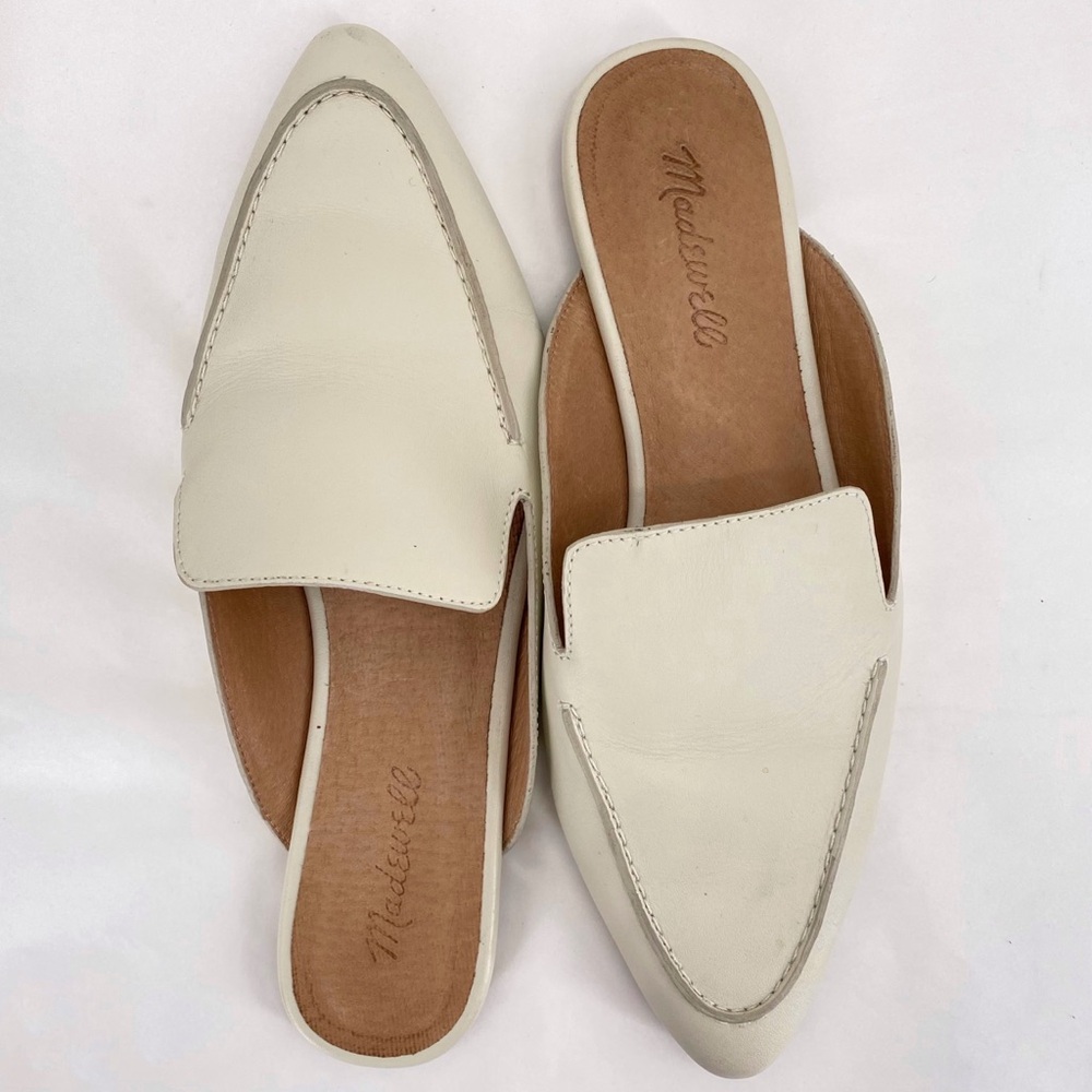 Madewell Women's Cream Leather Slip-On Mules